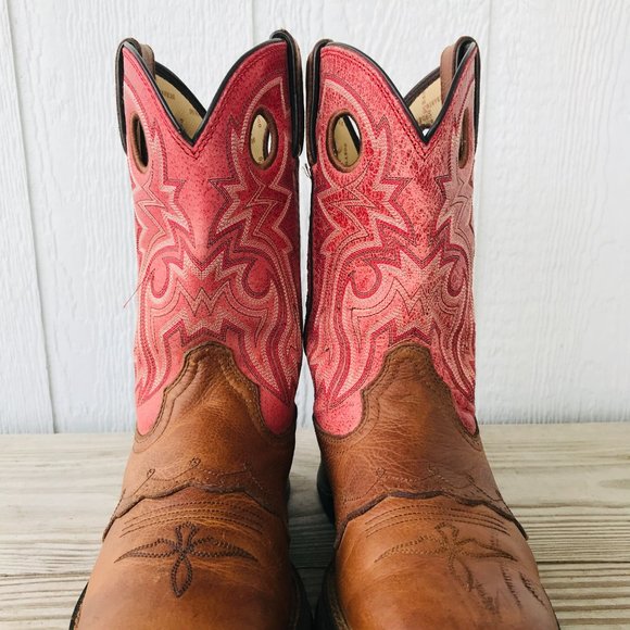 Durango Pink and Brown Heeled Boots - Picture 8 of 11